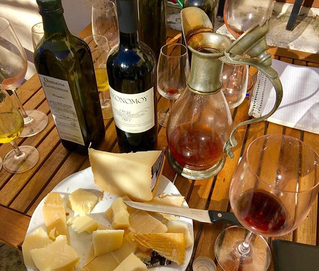 LiveToBeAncient's tweet photo. An Ancient Foods Wine, Barrel-Aged Raki, EVOO and Graviera Cheese tasting at Domaine Economou in Ziro, Crete! Epic day in the mountainous winery. *
*
#domaineconomou #greekwine #greekwines #greekoliveoil #vitner #winemakers #winetasting #epic #greece #cretewine #winesofcrete https://t.co/Mec7V2Orpc