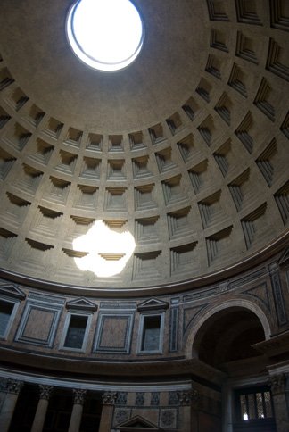 The majesty of the exterior of the Pantheon is magnified as we enter it.