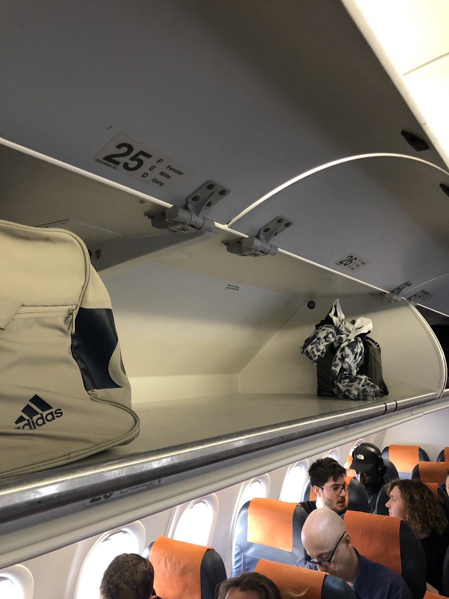 AGPafitis's tweet photo. @easyJet 2 flights now had to put hand luggage in the hold as apparently the cabin was “at capacity”.  Please see photos... not cool 👎👎👎 #easyjet #badservice https://t.co/JVDaBR86Ew