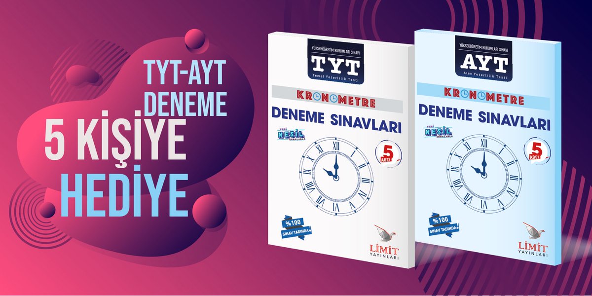 limityayinlari's tweet photo. 5 KİŞİYE HEDİYE DENEME

▶️Bu Tweeti RT yap
▶️Hesabı takip et

📣 Çekiliş sonucu 5 kişiye görseldeki denemeler hediye. Son katılım tarihi 26 Mart.
#limitheryerde #yks2019 #2019tayfa https://t.co/suSMhIV9bW
