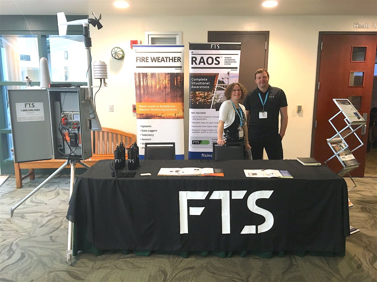FTSEnviro's tweet image. We are at the Wildfire Technology Innovation Summit today and tomorrow. If you are here come by our booth to say hi and find out about our fire weather monitoring solutions #wildfiretechnology #firemonitoring