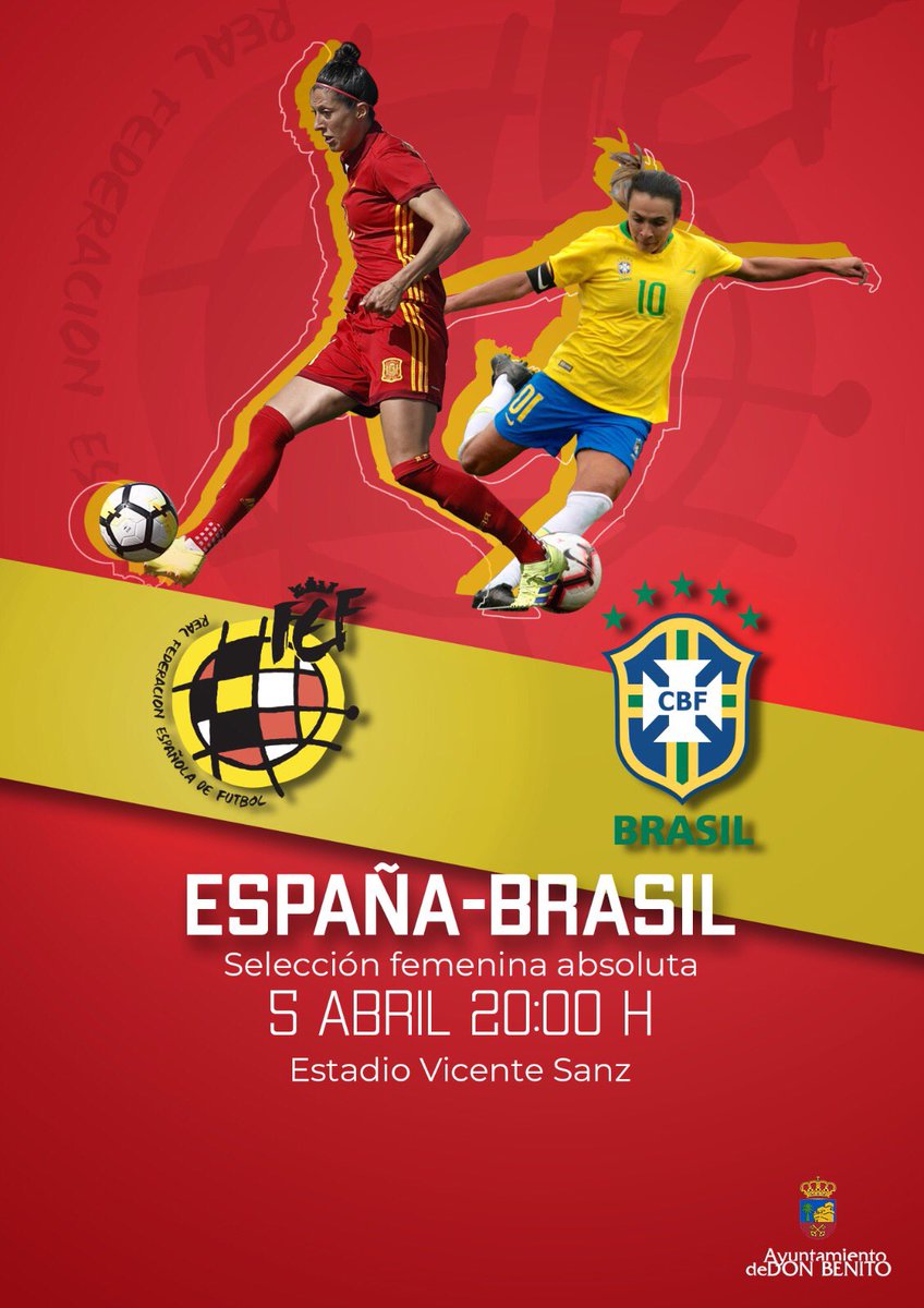 J_L_Quintana's tweet photo. El próximo 5 de abril en el Estadio Vicente Sanz de Don Benito, partido de las selecciones femeninas absolutas de España - Brasil. @rfef https://t.co/im3B1VtB5I