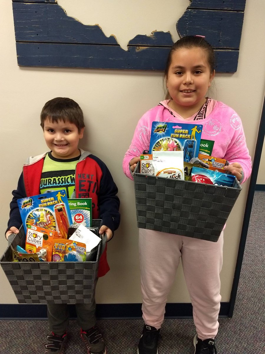 Our Perfect Attendance recipients were given baskets FULL of goodies today! Way to go being here every day! #NewCaneyElem #PerfectAttendance