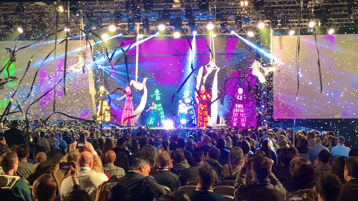 JohnForrWalk's tweet photo. #AppAttack at #DP19 complete with stilt-walkers, acrobats, and powerful custom apps built on the Domo platform https://t.co/SfJZQsBtK6