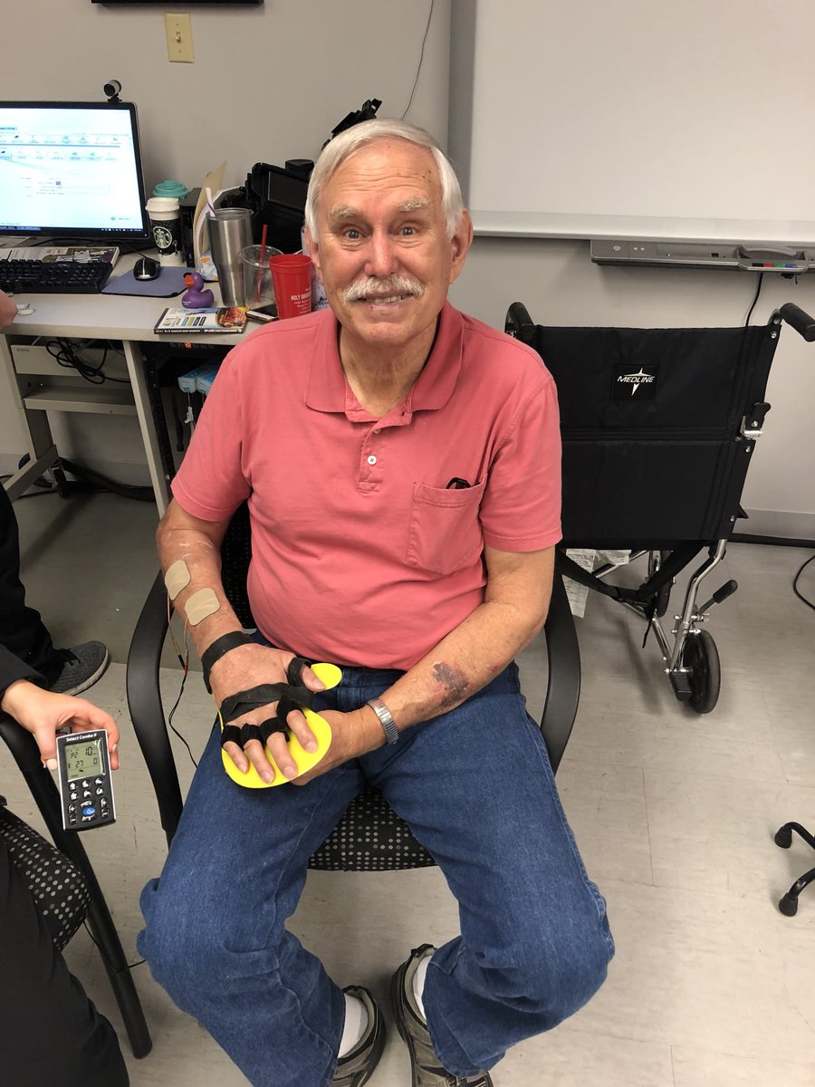 Tarleton_KINE's tweet photo. This week's #WellnessWednesday features Mr. Clarence! He has been coming to the #LWMB for the past 5 years! Last year he mounted his horse unassisted for the FIRST time since his stroke. You can always count on Clarence to come in with a smile!  #TarletonKINE #Super 👌 https://t.co/iaYvRwq4OV