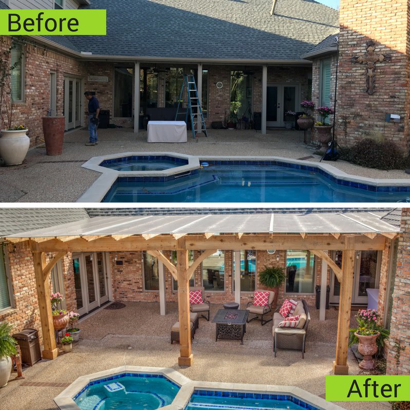 PergolaCover's tweet photo. New pergola? Cover it with Polygal. Reduce heat AND keep your natural light! #Polygal #CoveryourPergola #BackyardTransformation https://t.co/9TAyERbLLz