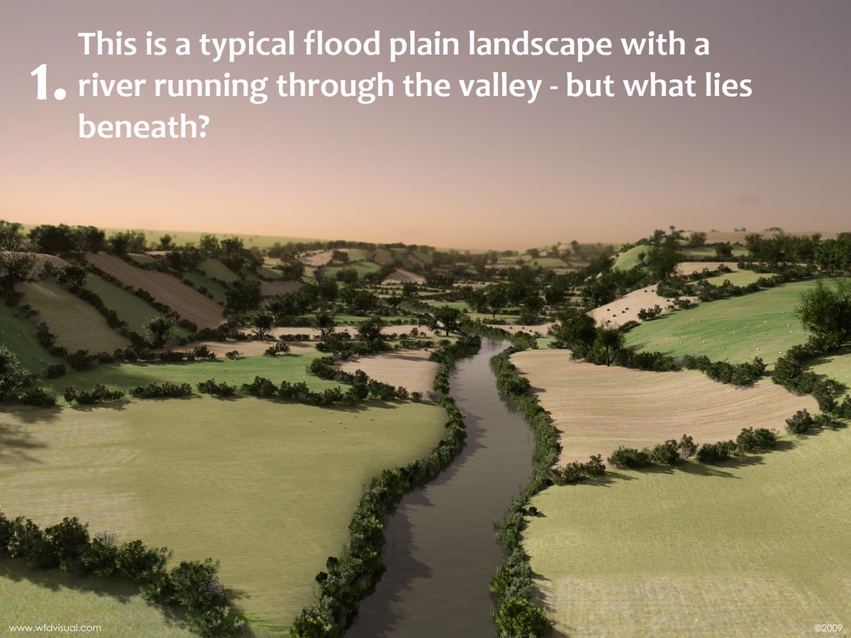 GeoscienceEA's tweet photo. Follow sequence - This is a typical #floodplain Cut a slice through it & reveal the #aquifers underneath #River water level & aquifer level are same level i.e. they are #hydraulically connected. Watch ditches fill as the groundwater table rises discharging back to river - Magic! https://t.co/WmMvq16ao0