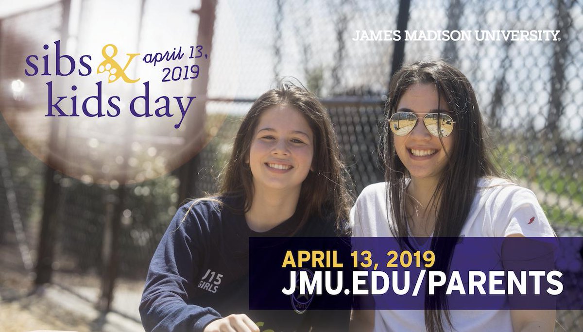 JMUParents's tweet photo. Invite your 12-17 year old sibling to @JMU on April 13th! The day includes @jmuxlabs, @JMUDining, @JMUFootball, @jmuUREC and more! See the full schedule and register here: https://t.co/VNLucR5mcm #JMU #JMUGivingDay https://t.co/JFilONOwua