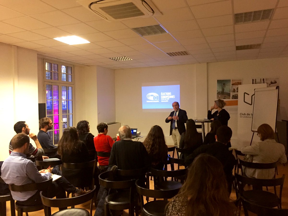 PEStrasbourg's tweet photo. Comment sensibiliser les citoyens à aller voter le 26 mai ? 🗳️

À 2 mois des #ElectionsUE2019 le #Parlement s'invite au @PressStrasbourg pour une rencontre printanière ! Une soirée avec des citoyens, médias &amp; associations engagées 🇪🇺

#cettefoisjevote https://t.co/s4Np6W8WfR https://t.co/WvUjtu8eUk