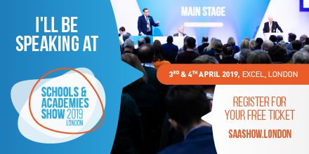 MortMarketer's tweet photo. I’ll be presenting at The Schools &amp; Academies Show London 2019 at the ExCeL on 3rd-4th April. The event covers a wide range of issues across the education sector and is totally free to attend. Find out more here: https://t.co/pBixJDKinL https://t.co/CybmH3uO6K