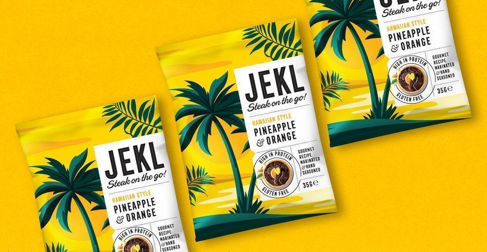 DesignHappyUK's tweet photo. Design Happy have designed the branding and packaging for Jekl Steak on the Go, a new snack set to shake up the category https://t.co/uKKDkwJnFG
@jeklsteakonthego
#snack #healthysnacks #biltong #jerky 
#illustration #design #branding #brandcreation #packagingdesign https://t.co/fzixlAnZP7