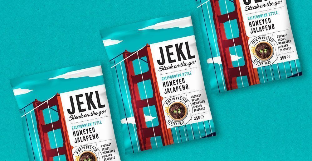 DesignHappyUK's tweet photo. Design Happy have designed the branding and packaging for Jekl Steak on the Go, a new snack set to shake up the category https://t.co/uKKDkwJnFG
@jeklsteakonthego
#snack #healthysnacks #biltong #jerky 
#illustration #design #branding #brandcreation #packagingdesign https://t.co/fzixlAnZP7