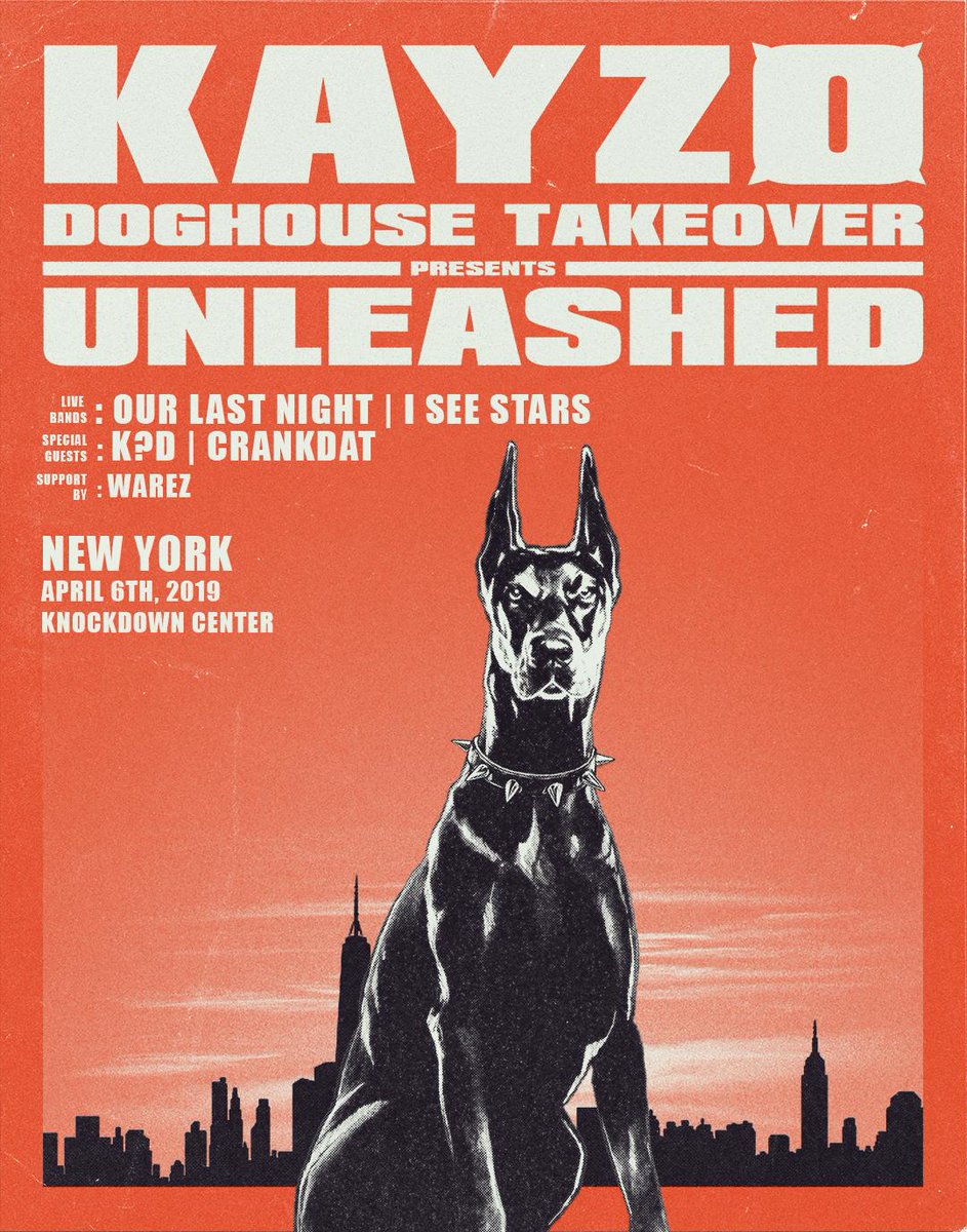 <a href="/KayzoMusic/">Kayzo</a> brings the party to @knockdowncenter NYC on Saturday April 6
With live performances by <a href="/OurLastNightARG/">Our Last Night Arg</a>  and <a href="/iseestarsmusic/">I SEE STARS</a> plus <a href="/whoskid/">k?d</a> &amp; <a href="/crankdat/">crankdat</a> 
Advance Tix &amp; Info: bit.ly/2XJq5GQ
