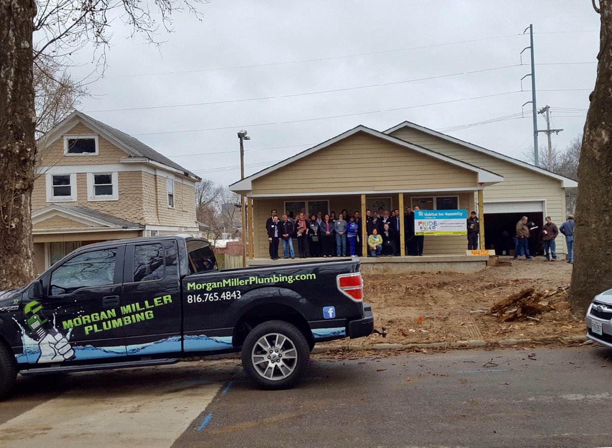 MorganMillerKC's tweet photo. We were proud to co-host Coffee Connections with @MAGLCC and @habitatkc at their Pride Build house this morning! #MMPKC #pridebuild https://t.co/xLei9i1Po0