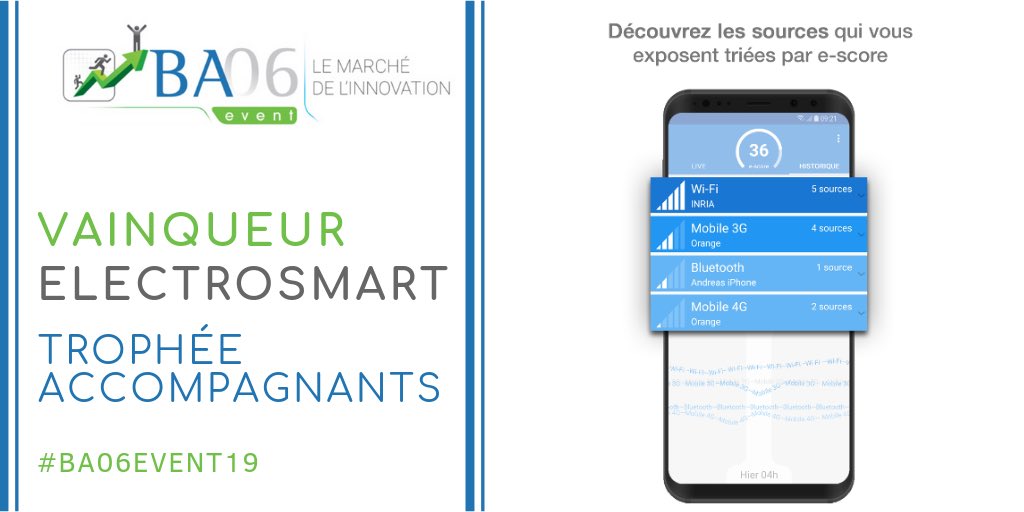 Magazine START (@magstart) on Twitter photo Un grand bravo à <a href="/ElectroSmartapp/">ElectroSmart</a> qui remporte le trophée Accompagnants pour cette 9ème édition #BA06EVENT19 Un grand bravo à <a href="/ElectroSmartapp/">ElectroSmart</a> qui remporte le trophée Accompagnants pour cette 9ème édition #BA06EVENT19
