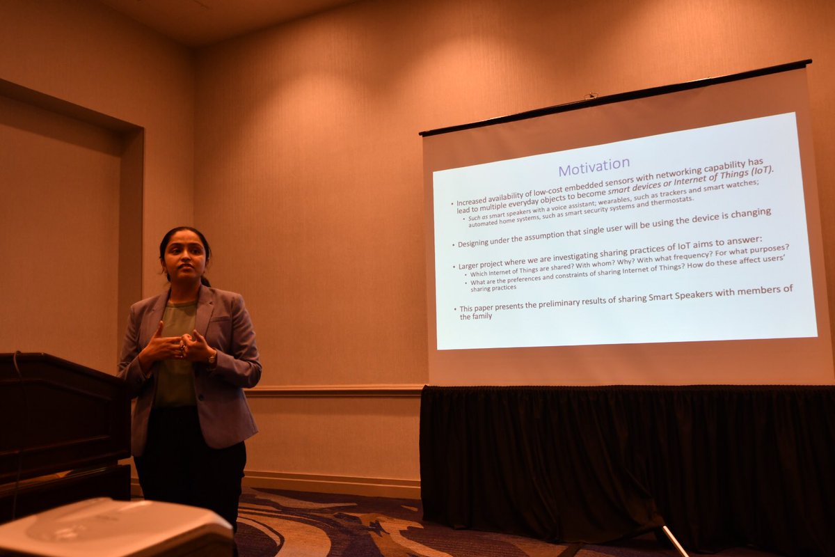 IuiotW's tweet photo. How do people share smart devices in family? Dr. Radhika Garg talks about her research at #IUIoT https://t.co/3tV4MBIMqf