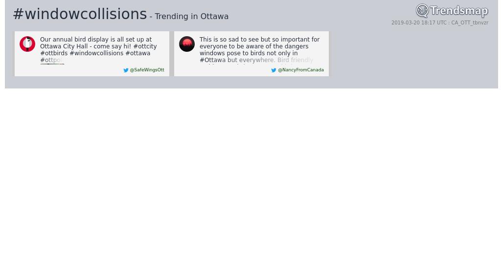 TrendsOttawa's tweet image. #windowcollisions is now trending in #Ottawa

trendsmap.com/r/CA_OTT_tbnvzr