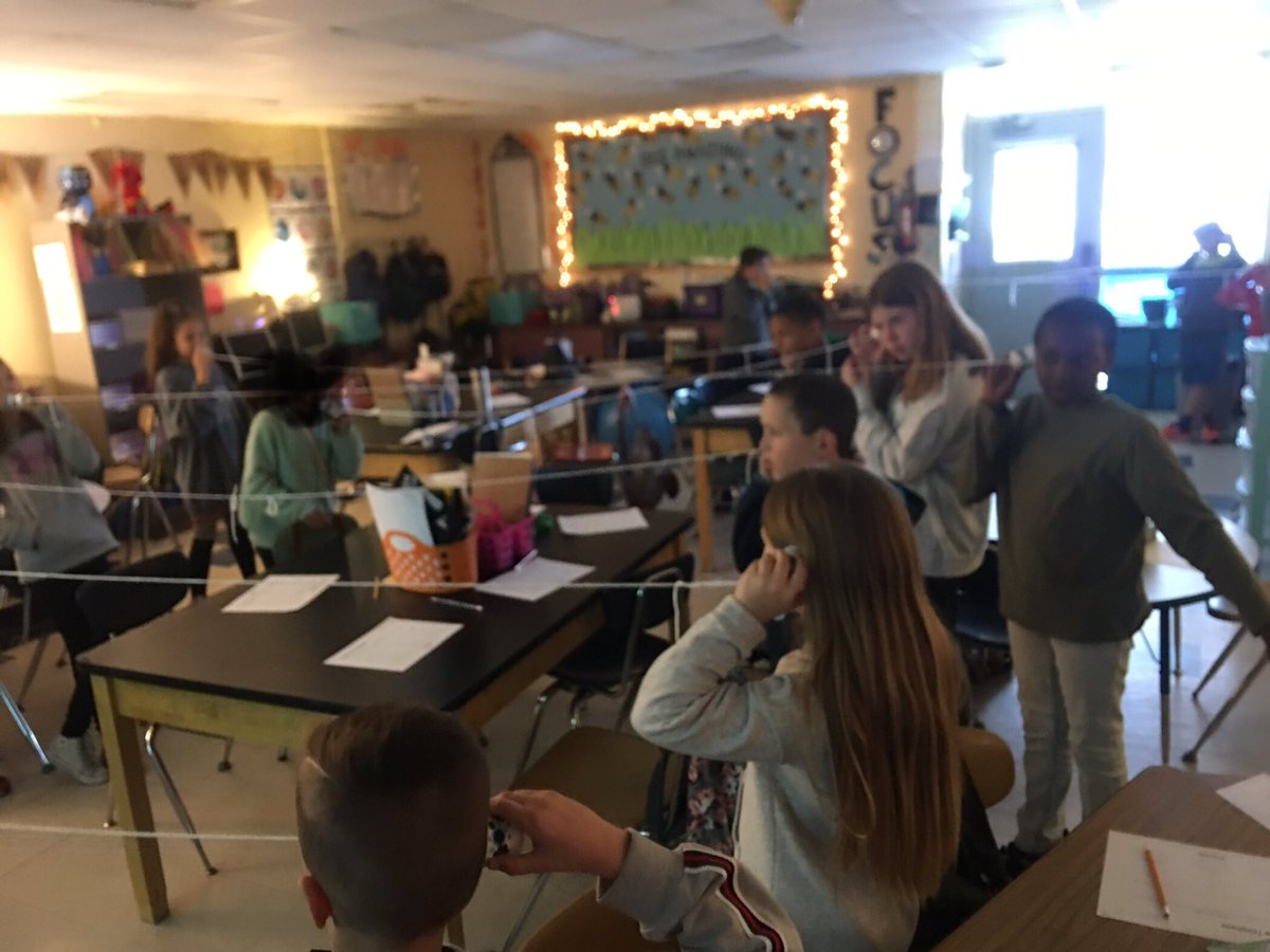 MrsBarratt's tweet photo. Paper Cup Telephone Fun! @MysterySci #NHCSChat https://t.co/km3VhxgLXY