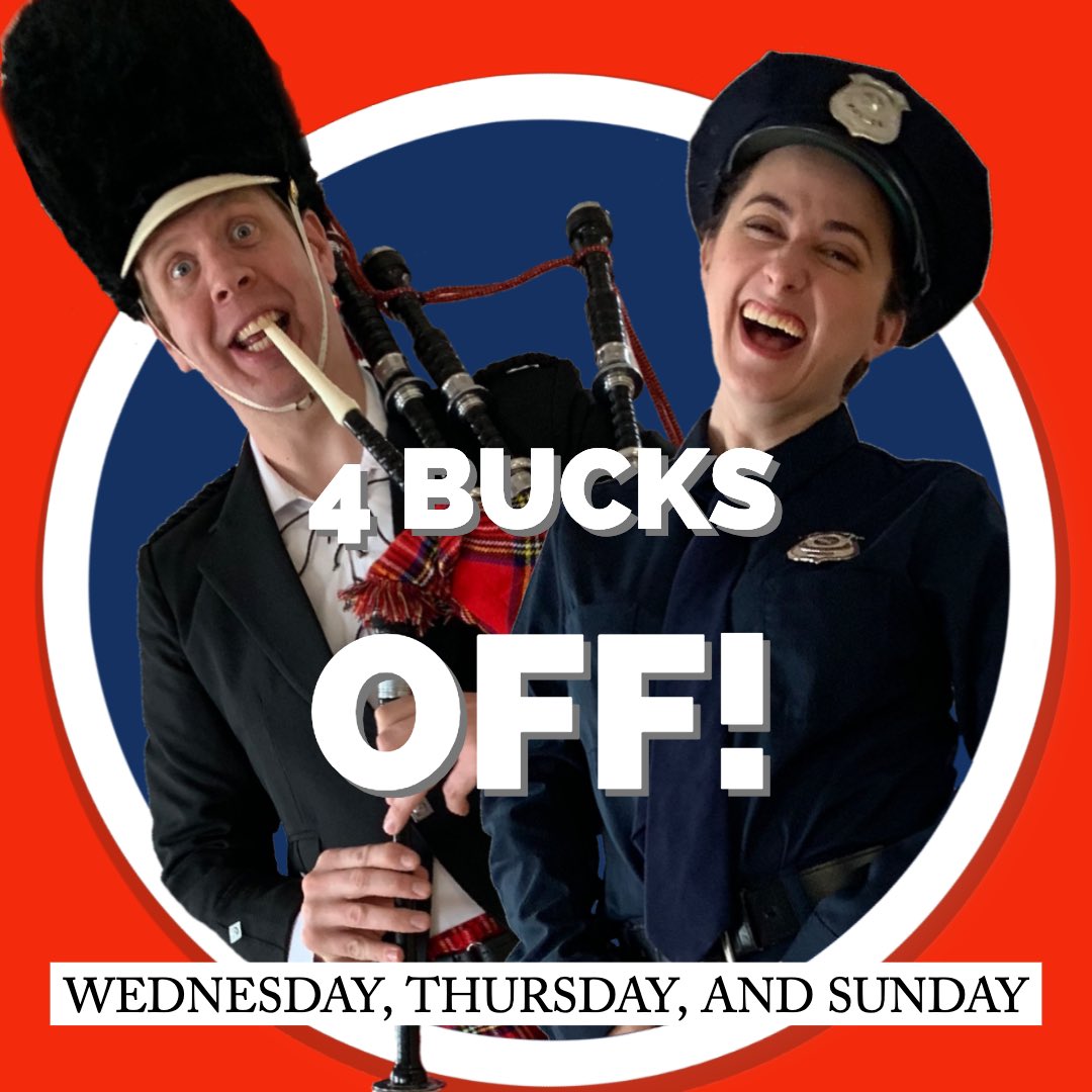 $4 off tonight, Thursday, and Sunday. Use code “GRAM” at americanmelodrama.om