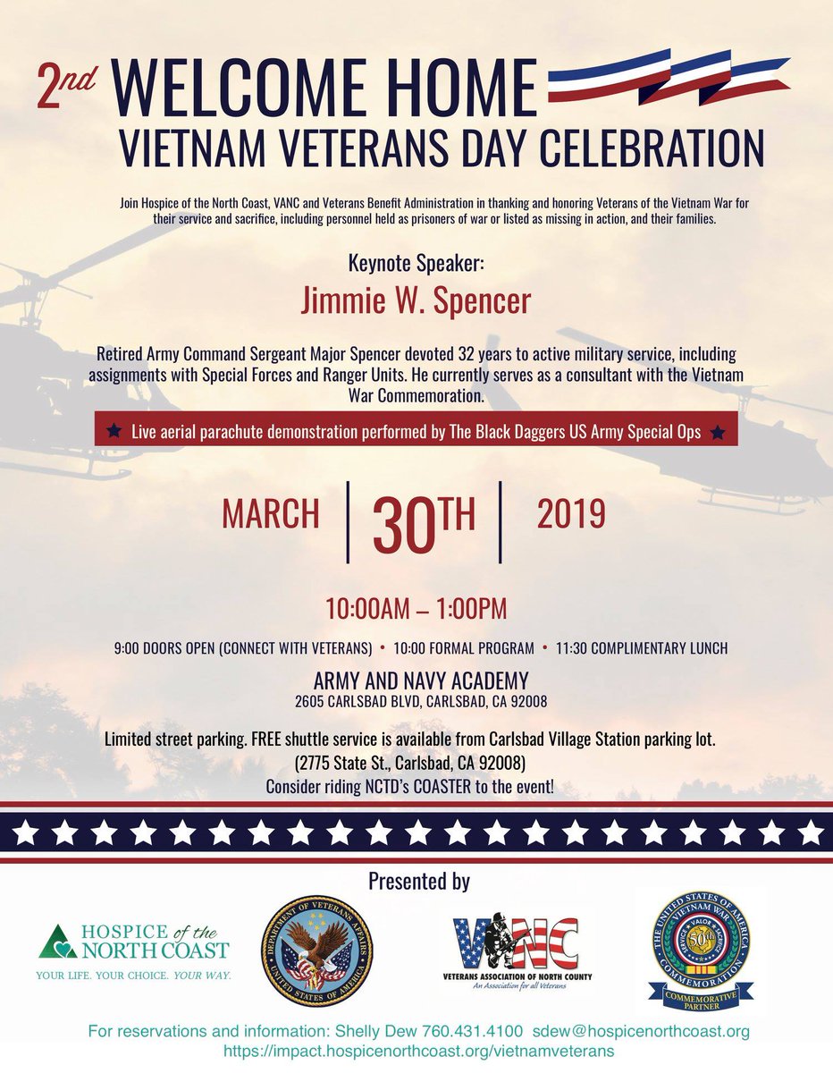 teamstepusa's tweet photo. 🇺🇸 Welcome Home Vietnam Veterans Day Celebration 🇺🇸
Great event!! Head over to honor Vets of the Vietnam War for their service and sacrifice on March 30th
#vietnam #vietnamveterans #stepsocal #honor #patriotism #carlsbad #sandiego #military #sdmiltiary https://t.co/bs6m20F51y