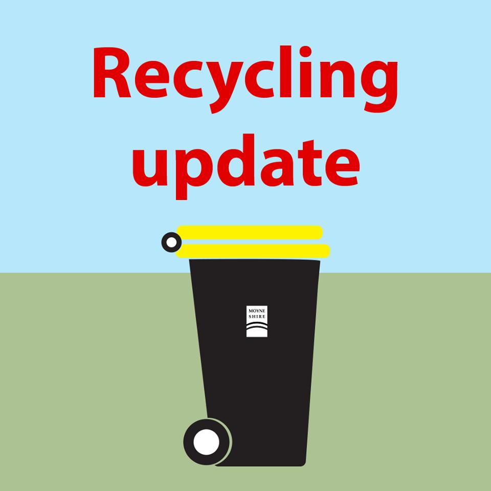 Recycling returns! No more recycling to landfill!
From next week recycling from Moyne Shire will be collected for processing.
Please share.