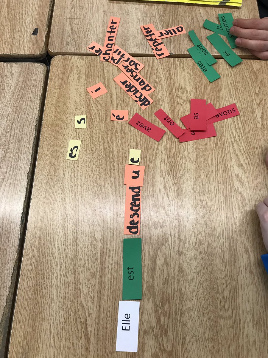 missropp's tweet photo. Students used colour coded cards to build sentences in the passé composé today. #corefrench @CleardaleI https://t.co/N2eSrl1ex7