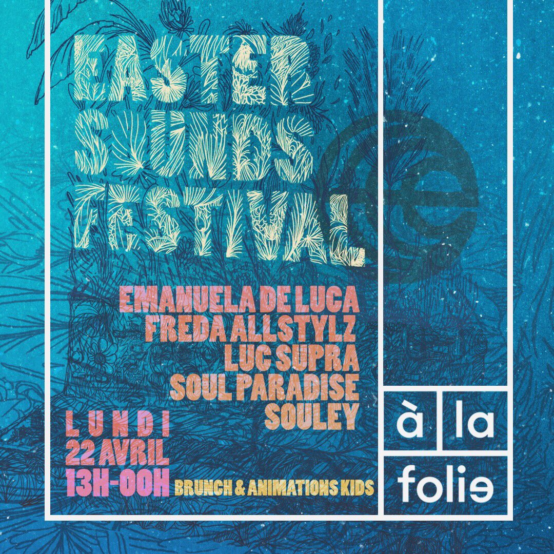Easter Sounds Festival (@eastersounds) on Twitter photo Clôture du festival en beauté, vous êtes conviés <a href="/alafolieparis19/">à la folie paris</a> pour bruncher, profiter de la terrasse et des animations enfants l'après-midi☀️🌷
Musique dès 15h by Souley, Emanuela De Luca, Luc Supra, Soulparadise et Freda AllStylz 🎶
Free event: bit.ly/2TnDGQp Clôture du festival en beauté, vous êtes conviés <a href="/alafolieparis19/">à la folie paris</a> pour bruncher, profiter de la terrasse et des animations enfants l'après-midi☀️🌷
Musique dès 15h by Souley, Emanuela De Luca, Luc Supra, Soulparadise et Freda AllStylz 🎶
Free event: bit.ly/2TnDGQp