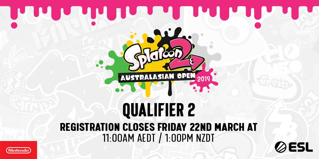 ESLAustralia's tweet image. The last #Splatoon2 Australasian Open qualifier is this weekend, and signups close tomorrow morning!

Whether you're playing solo or have a team, don't miss out on the chance to qualify for Supanova Melbourne - sign up now!

👉 nintendoaustralasianopen.com