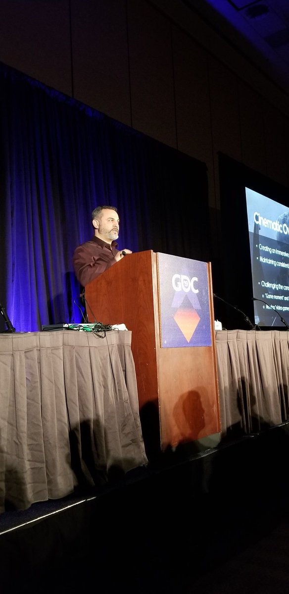 brunovelazquez's tweet photo. Congratulations @DoriArazi on an amazing talk about creating empathy  through cinematography and shot design in #GodOfWar for a packed room @#GDC2019.  @SonySantaMonica https://t.co/VKQFN1MlOs