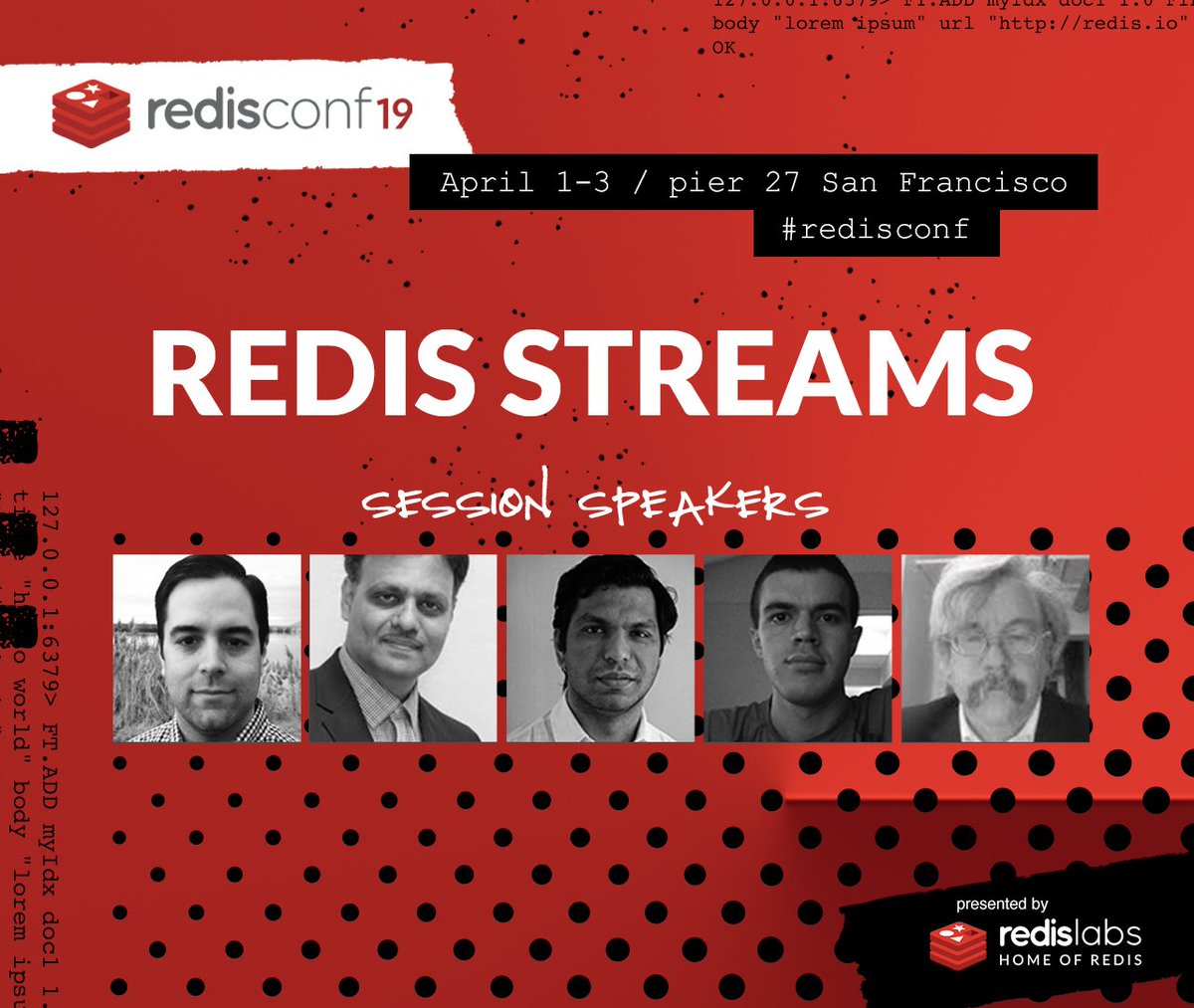 Redisinc's tweet photo. Check out our #RedisStreams session speakers! #RedisConf19 https://t.co/bZm1wdFxcn https://t.co/SW71vjiawL