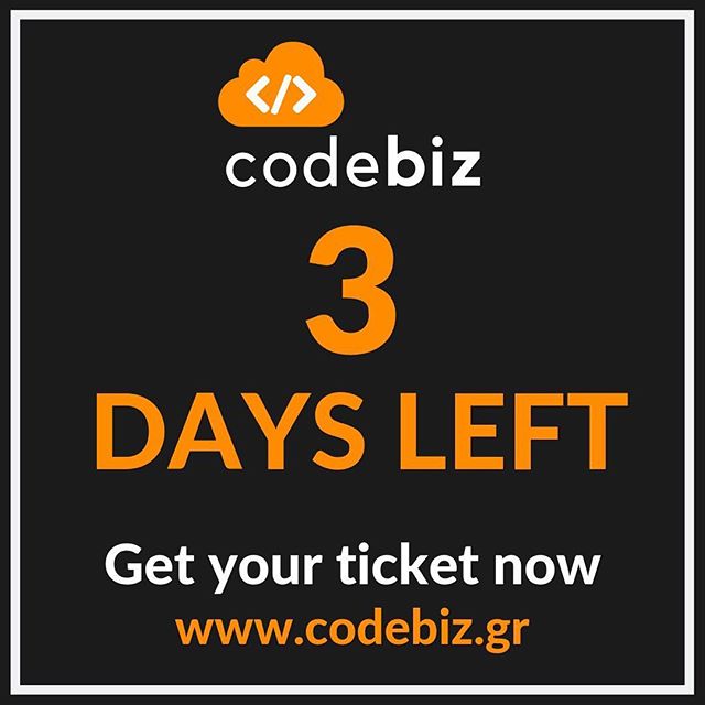 Τι εννοείς ΜΟΝΟ 3 ημέρες; 😲

Εσύ πήρες το εισιτήριό σου με την προσφορά 1+1; 👌

Μπες στο Link in Bio⚡️#codebiz2019 #battleyourwaytothetop