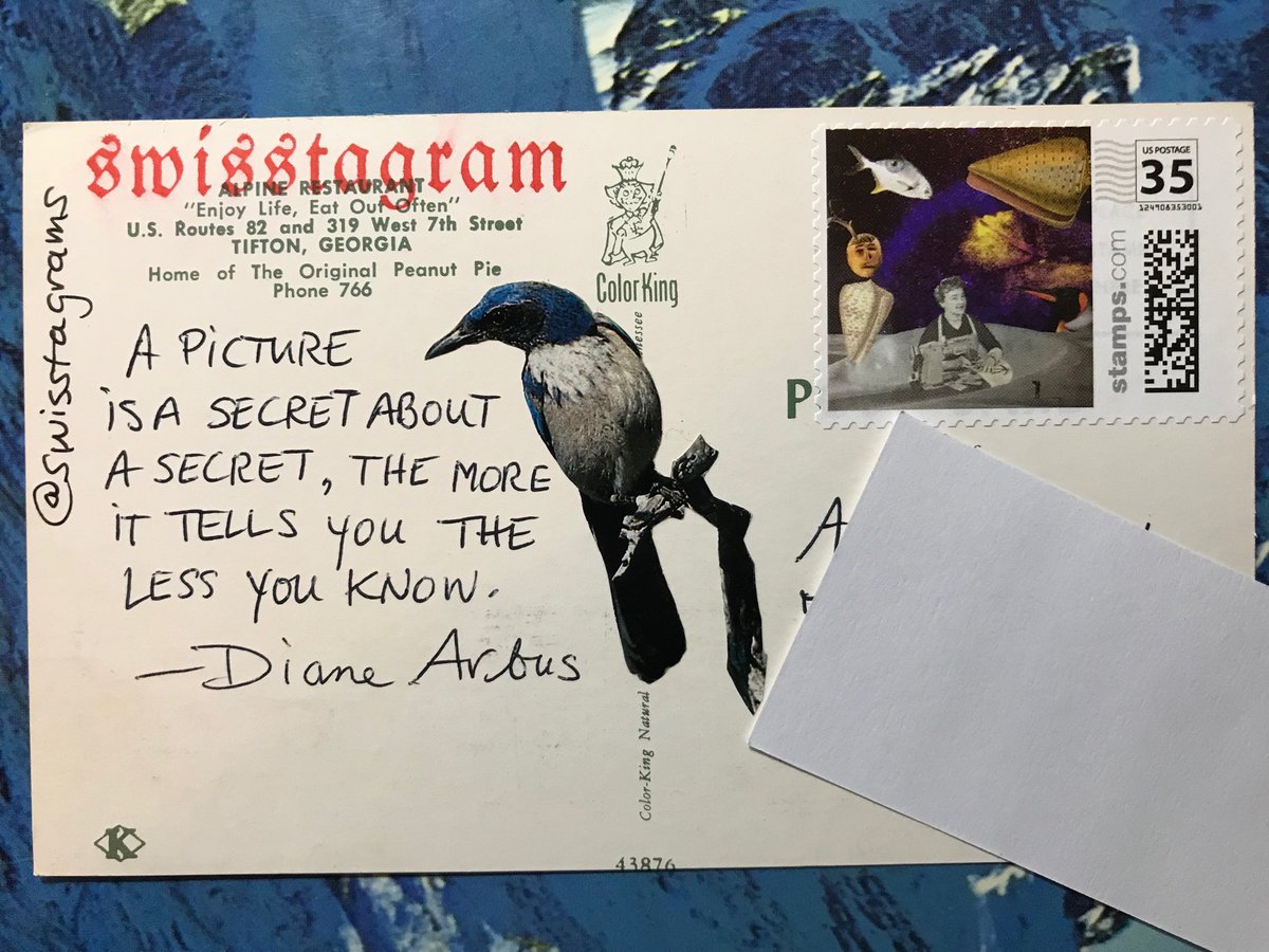swisstagrams's tweet photo. swisstagram 65. #Tifton #Georgia #AlpineRestaurant #ColorKing #vintagepostcard #mailart #peanutpie #DianeArbus https://t.co/on8Rgy2F85