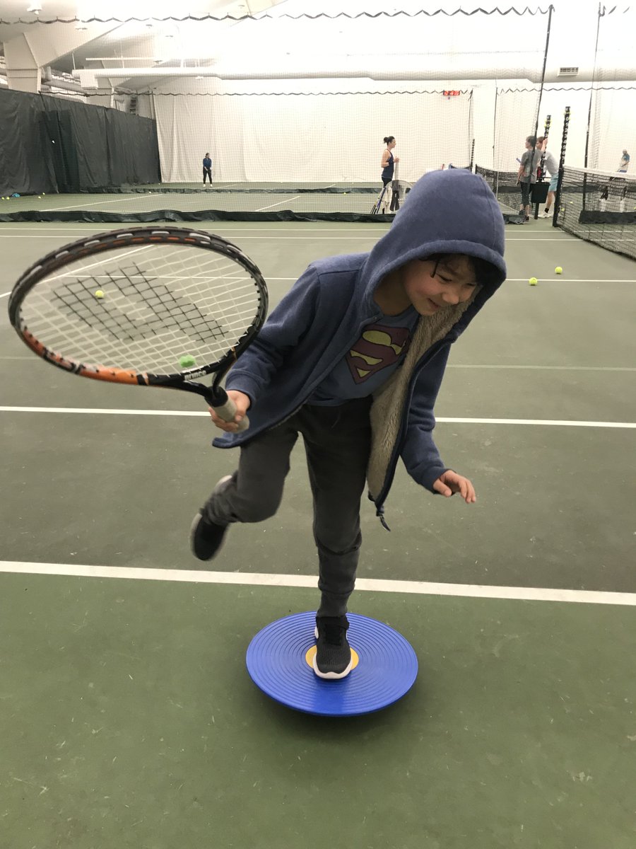 OPRC_KCUT's tweet photo. Check out Nathan Ginther and Jack Aires as they perfect their “Crouching Tiger” on the wobble board! #op_kcut #adidastennis #kcutcompete #checkoutthatbalance https://t.co/1T9ex7rxIy