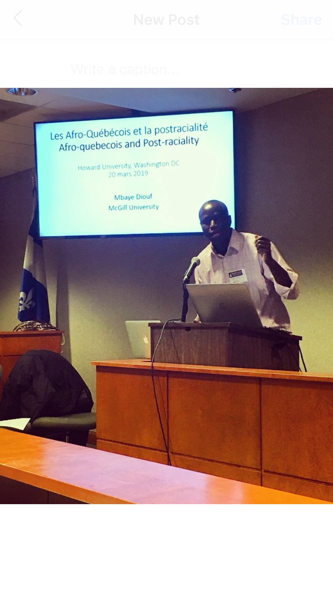 QcWashington's tweet photo. The BQW is extremely proud of this first partnership between @MRIF_Quebec &amp; a Historically Black University #HBCU 👩🏾‍🎓🇺🇸👨🏿‍🎓

Un gros merci to professors from @HowardU, @mcgillu &amp; @CdeMaisonneuve and to @HUBuncheCenter for hosting our conference on Afro-Québécois 🌍🇭🇹⚜️🇨🇦 #Mon20mars https://t.co/IqJkAushul