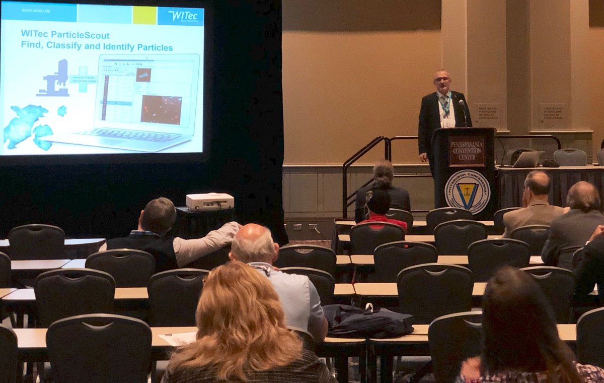 WITecRaman's tweet photo. The WITec Press conference @pittcon just concluded. Editors showed a lot of interest in our #ParticleScout. Thank you for attending. #Raman #microparticles #imaging https://t.co/PAFySmhuaE