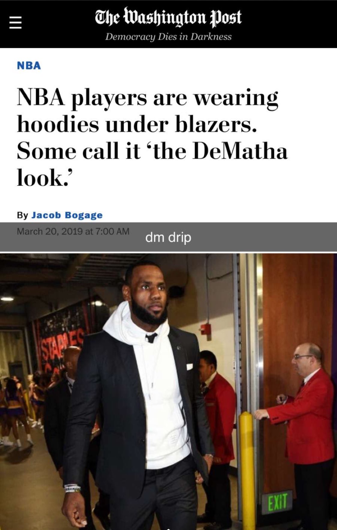 NBA players are wearing hoodies under blazers. Some call it 'the DeMatha  look.' - The Washington Post