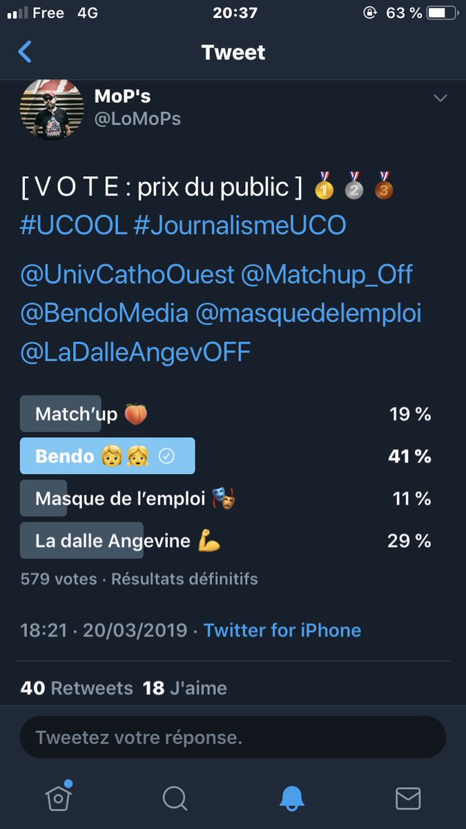 anne_grfr's tweet photo. C’est une très belle victoire du vote du public pour #BendoMedia Merci à toute l’équipe encadrante pour cette expérience #UCOOL @UnivCathoOuest 🔥 https://t.co/WzdhylHpPw