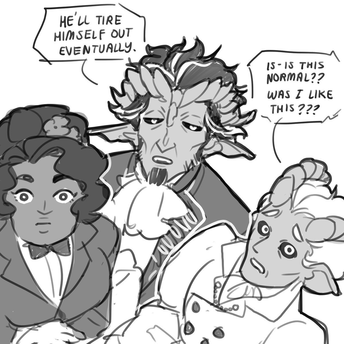 japhers's tweet photo. KJFFDGBKJDFSB we kinda had this headcanon where baby tieflings went through A Phase https://t.co/vqVjY9trfn