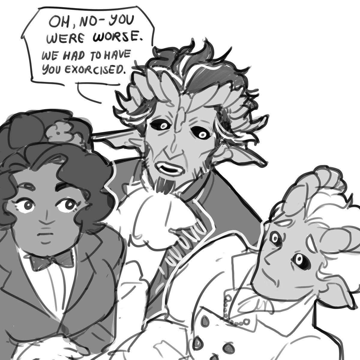 japhers's tweet photo. KJFFDGBKJDFSB we kinda had this headcanon where baby tieflings went through A Phase https://t.co/vqVjY9trfn