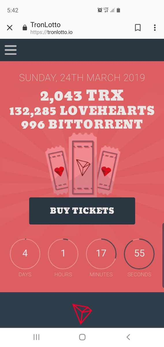 Weekly lottery at TronLotto.io
#TRX #BTT and #LoveHearts lottery.
Enter now with <a href="/TronWalletMe/">TronWalletMe</a> at the website or using <a href="/GoSeedit/">Seedit</a> 
Be in it to win it.