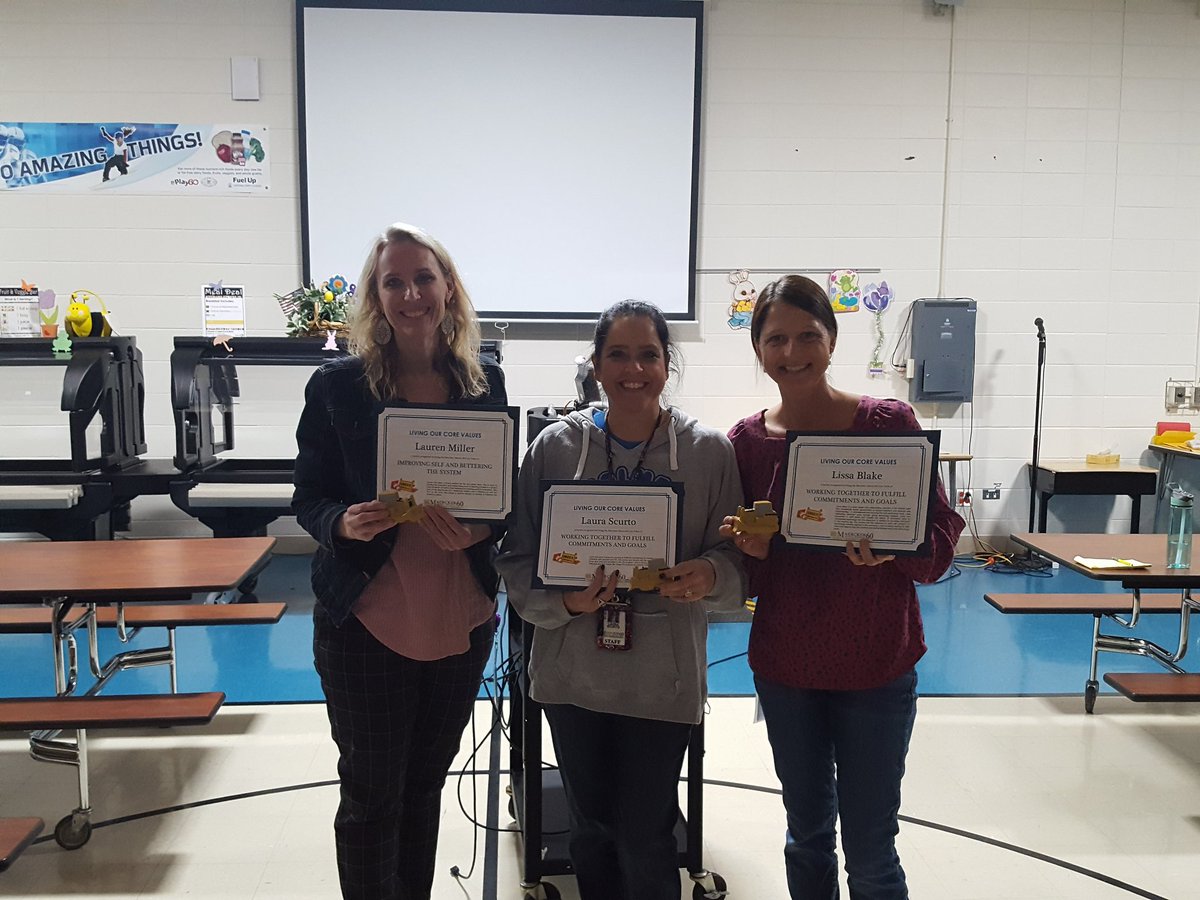 Congrats to Mrs. Miller, Mrs. Blake, and Mrs. Scurto who were nominated by staff for loving D60 core beliefs. #d60learns