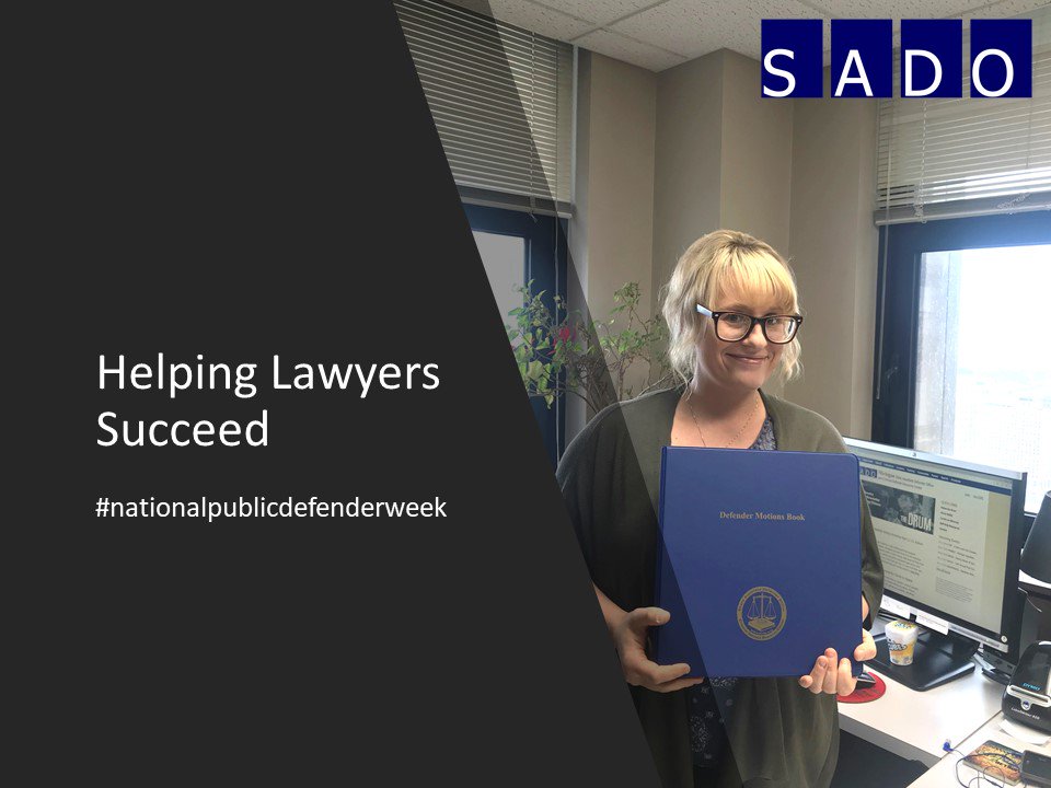 SADOmich's tweet photo. “I provide support to criminal defense attorneys throughout the state of Michigan. We work to maintain a wealth of resources to help them better represent their clients.”
– Heather Waara, Criminal Defense Resource Center
#nationalpublicdefenderweek #publicdefenderweek https://t.co/uV2oS38wbl