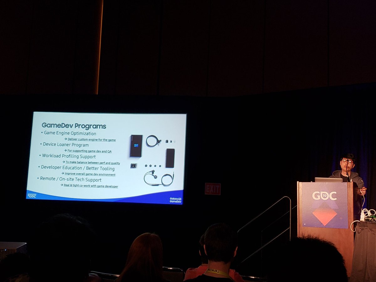 samsung_dev's tweet photo. Need help profiling your game or optimizing it? The #GalaxyGameDev team is here to help. We've worked closely with @TencentGames @EpicGames, and @PUBGMOBILE to bring great experiences to Galaxy users. #BeASamsungDev #GDC19 https://t.co/doALlBtJfY