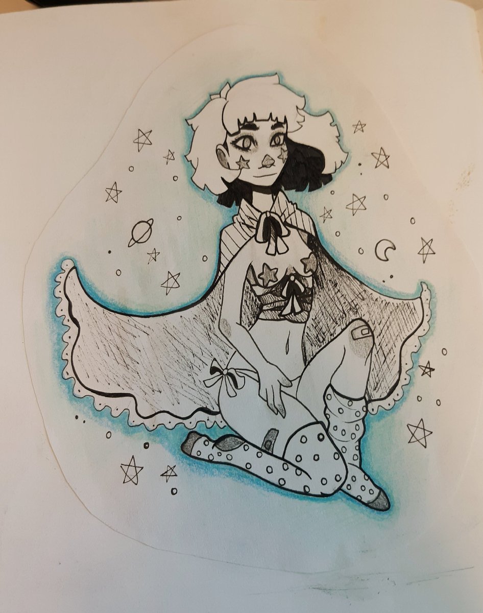cherrycherubart's tweet photo. #art #artist #traditionalart #ink #colorpencil #sketchbook #doodle #stars #illustration #stripedstockings #bandages #space #galaxy #girl #cutegirl #fantasy #mystical #magicaldrawing #sketch https://t.co/unyeS2qGad