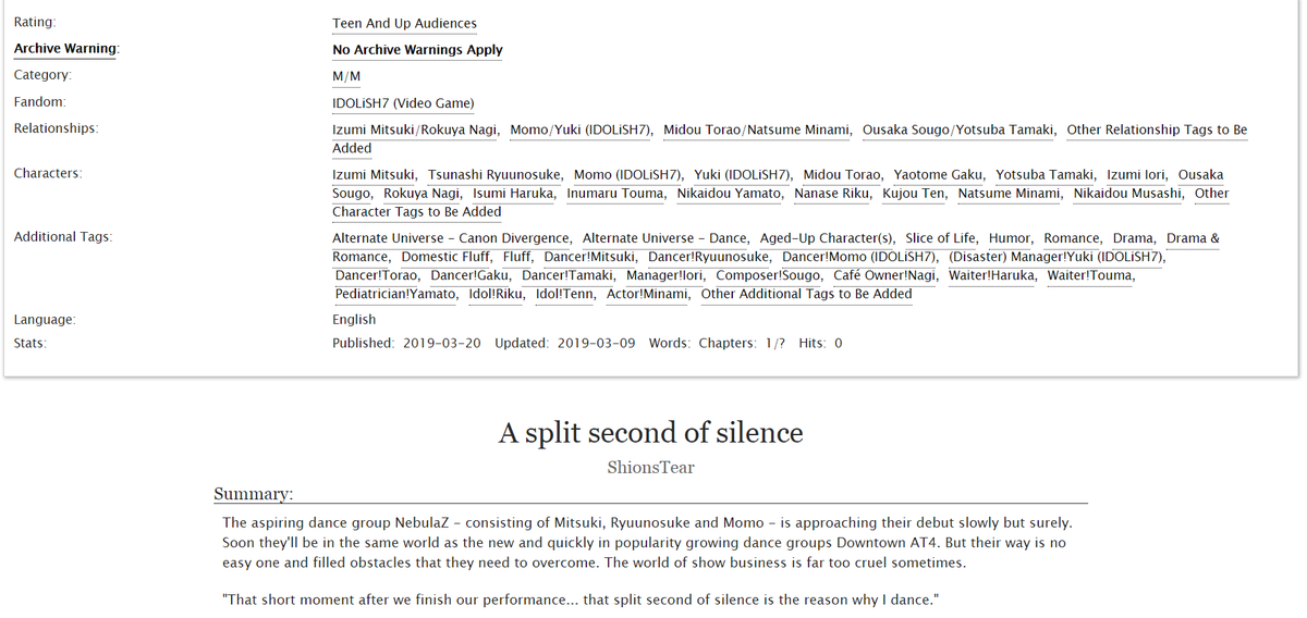 ShionsTear's tweet photo. Day 21 of #MonthOfMitsuki !!!

The first chapter of my sports trio centric dance group AU is online!

-> https://t.co/FsjzfWaYbu <-

A split second of silence ~ Dance N°1 – Why do you dance?

Enjoy!
[RTs are, as always, appreciated] https://t.co/s4rgfs4lZu