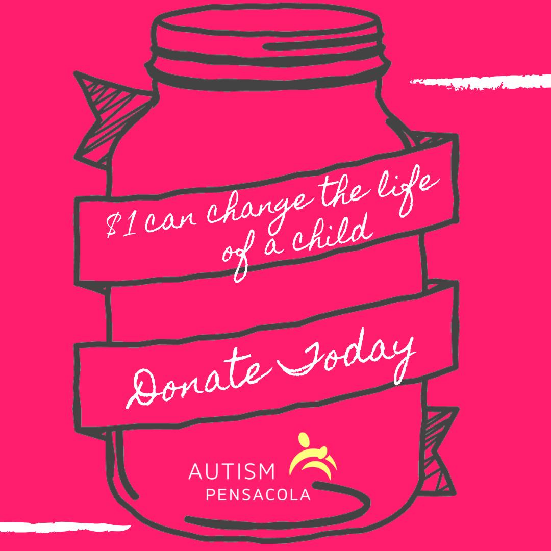 AutismPensacola's tweet photo. Just by donating $1.00, you are helping improve the lives of those in the Pensacola community. Join us in the fight for inclusion by donating at the link below. 

https://t.co/GSUyMFyb6O

#AutismFriendlyNWFL
#donate 
#autismawareness https://t.co/4xfCloLv6A