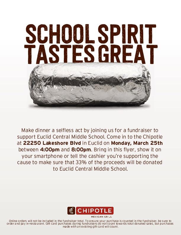 euclidschools's tweet photo. @EuclidCentral is having a @ChipotleTweets fundraiser next week! Be sure to #MealPlan for Monday, March 25! #OurEuclid @EUCPanthers @Euclid_HS @EuclidLibrary @cityofeuclid https://t.co/FF3uYUdZHS
