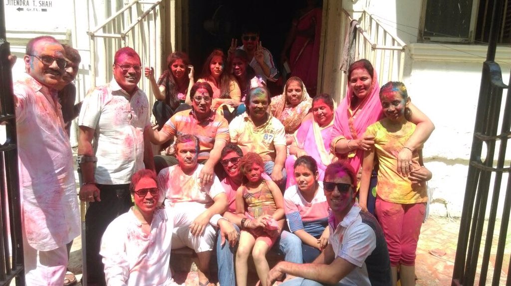 @HPCL #MyHoliMemory when my family members came to play Holi at our place after long time