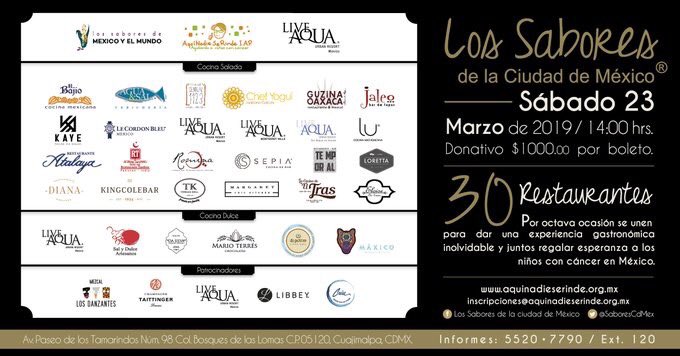 sepiacitaliana's tweet photo. ¿Ya tienes plan para este fin de semana? Todavía tenemos boletos para la #comidaconcausa organizada por @SaboresCdMex y @ANSeRiap, y protagonizada por más de 30 chefs, entre ellos @chefsepia
Todos los fondos recaudados serán destinados a tratamientos de los niños con cáncer. https://t.co/T1dlA5XLBc