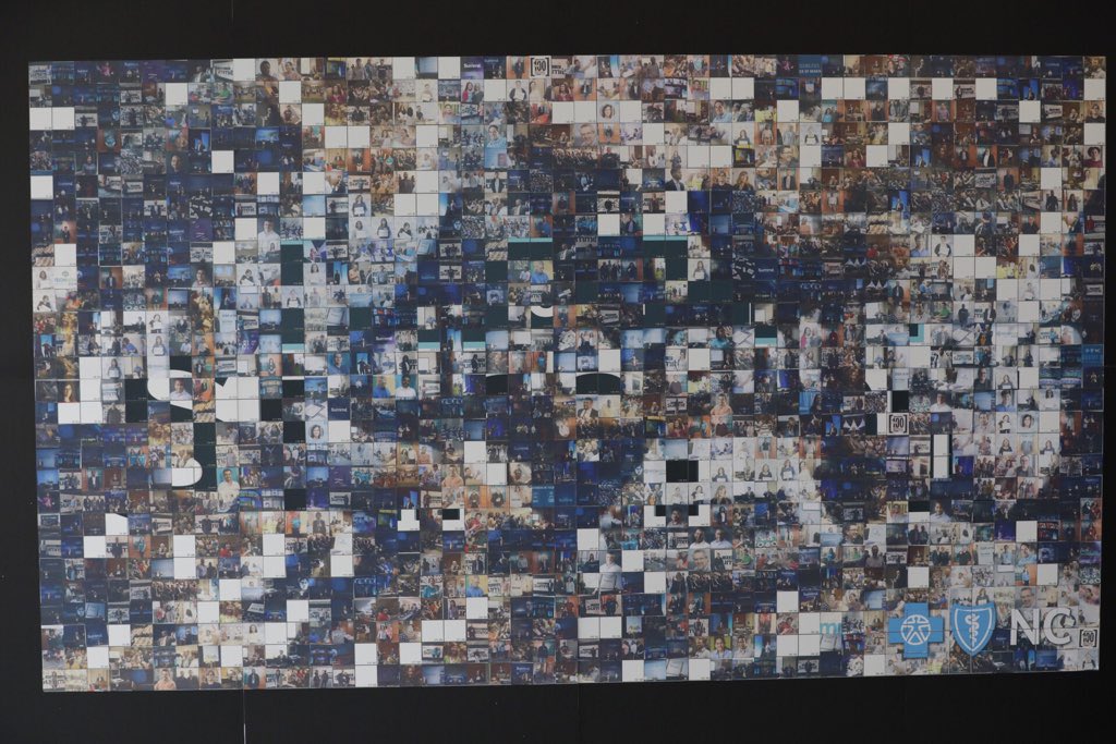 BlueCrossNC's tweet photo. The Blue Cross NCers that make up this mosaic are just one reason #ITisDifferentHere 💙 #BlueCrossNCTechSum #lovewhereyouwork https://t.co/YM7TdAXO8d